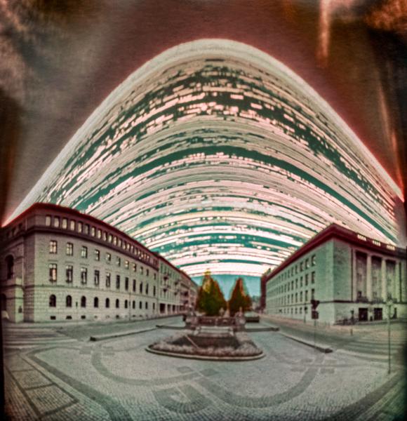 Fountain with dolphins